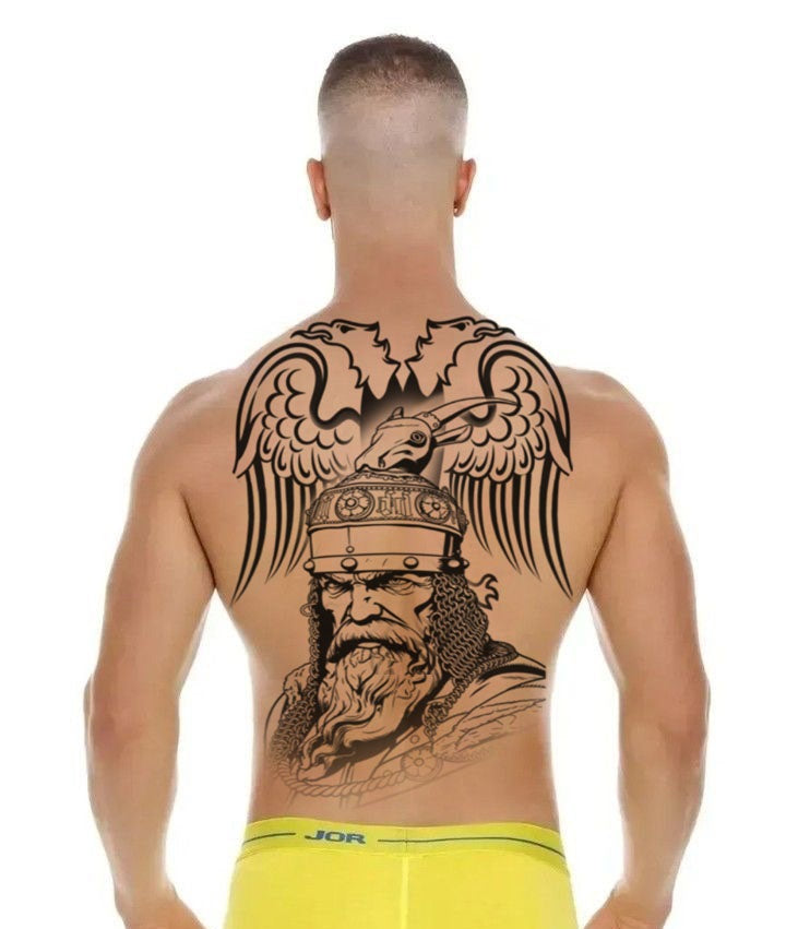 Gjergj Kastrioti Skënderbeu (Backpiece) • Tatuazh i Përkohshëm Premium