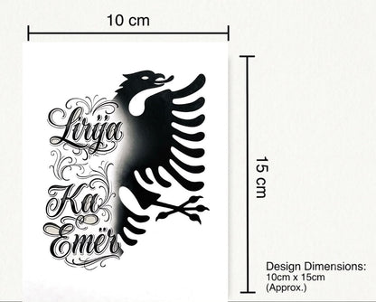Liria Ka Emër & Shqiponja (Chestpiece) • Tatuazh i Përkohshëm Premium