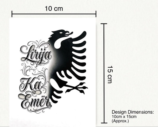 Liria Ka Emër & Shqiponja (Chestpiece) • Tatuazh i Përkohshëm Premium