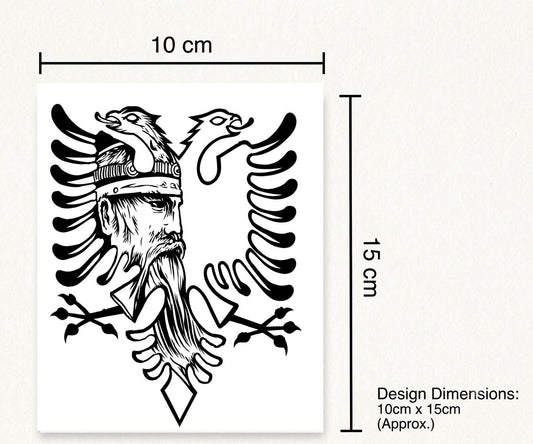 Skënderbeu & Shqiponja (Chestpiece) • Tatuazh i Përkohshëm Premium